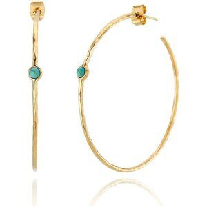 Gold Hoop Earrings Blue Turquoise Dainty Lightweight Hypoallergenic Boho Jewelry